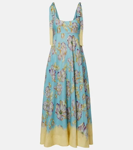 Jerry floral linen midi dress