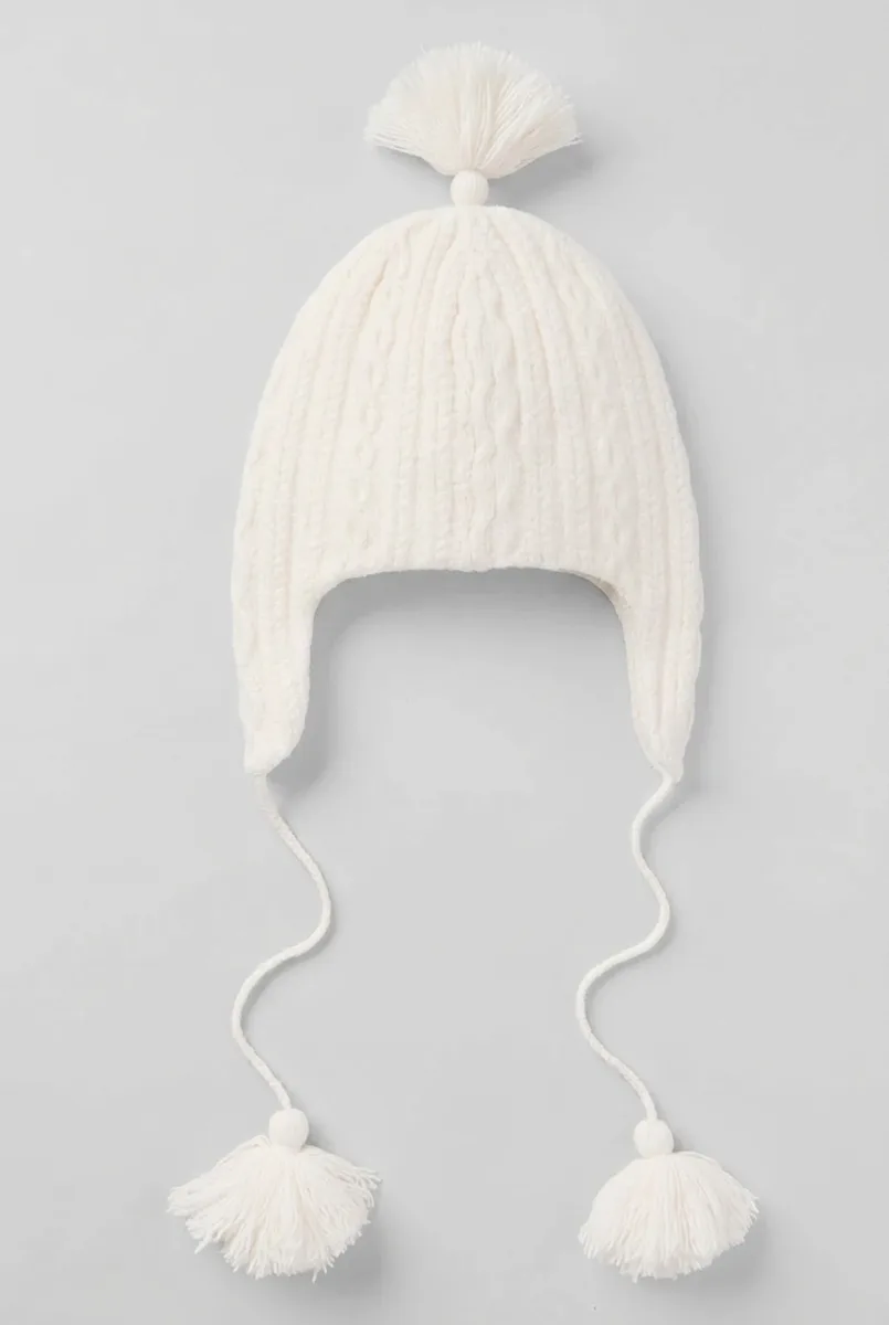 Cable Knit Winter Bliss Earflap Beanie - Ivory