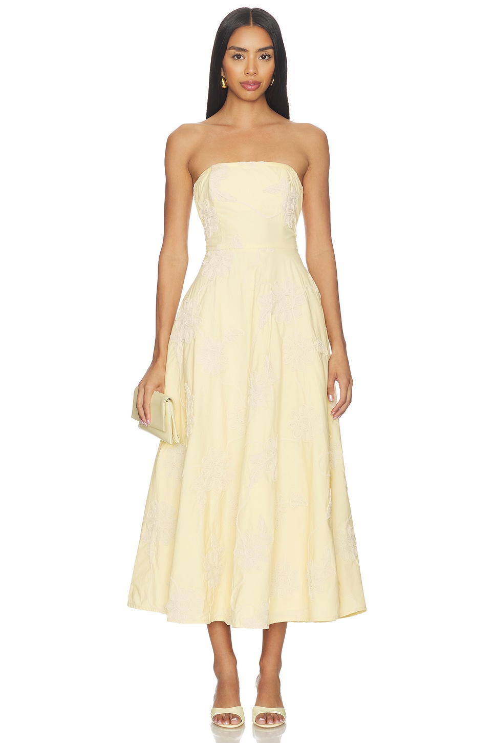 ROTATE Flower Strapless Dress in Italian Straw