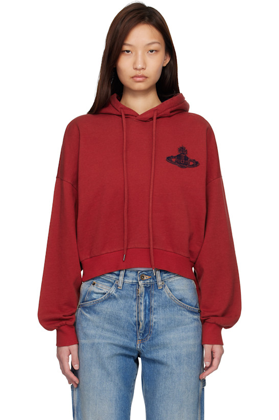 Red Cropped Box Hoodie