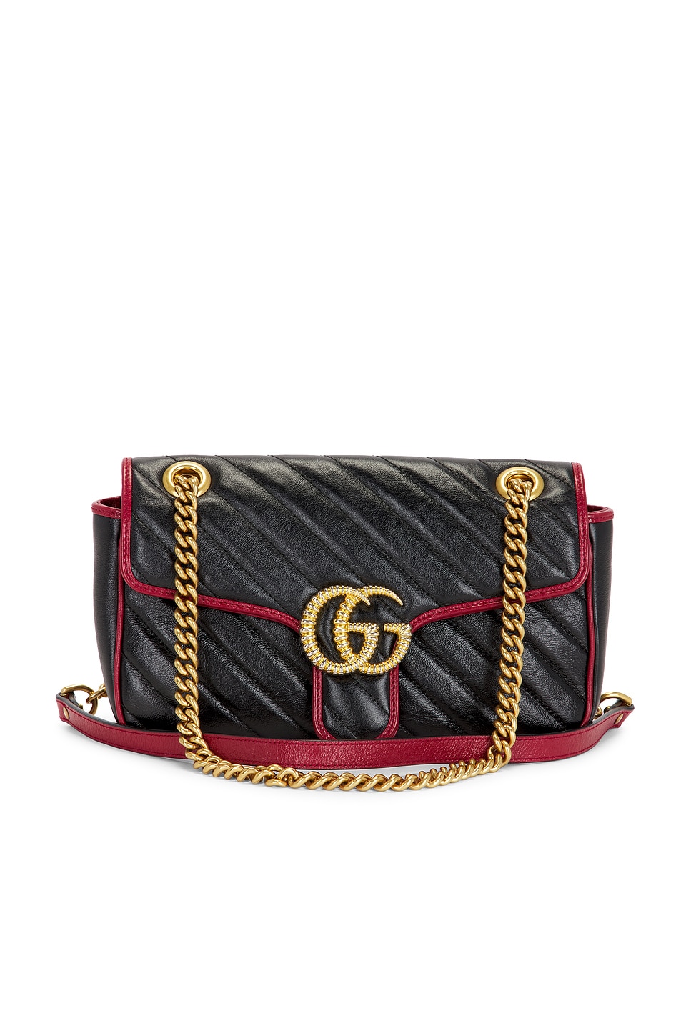 FWRD Renew Gucci GG Marmont Shoulder Bag in Black