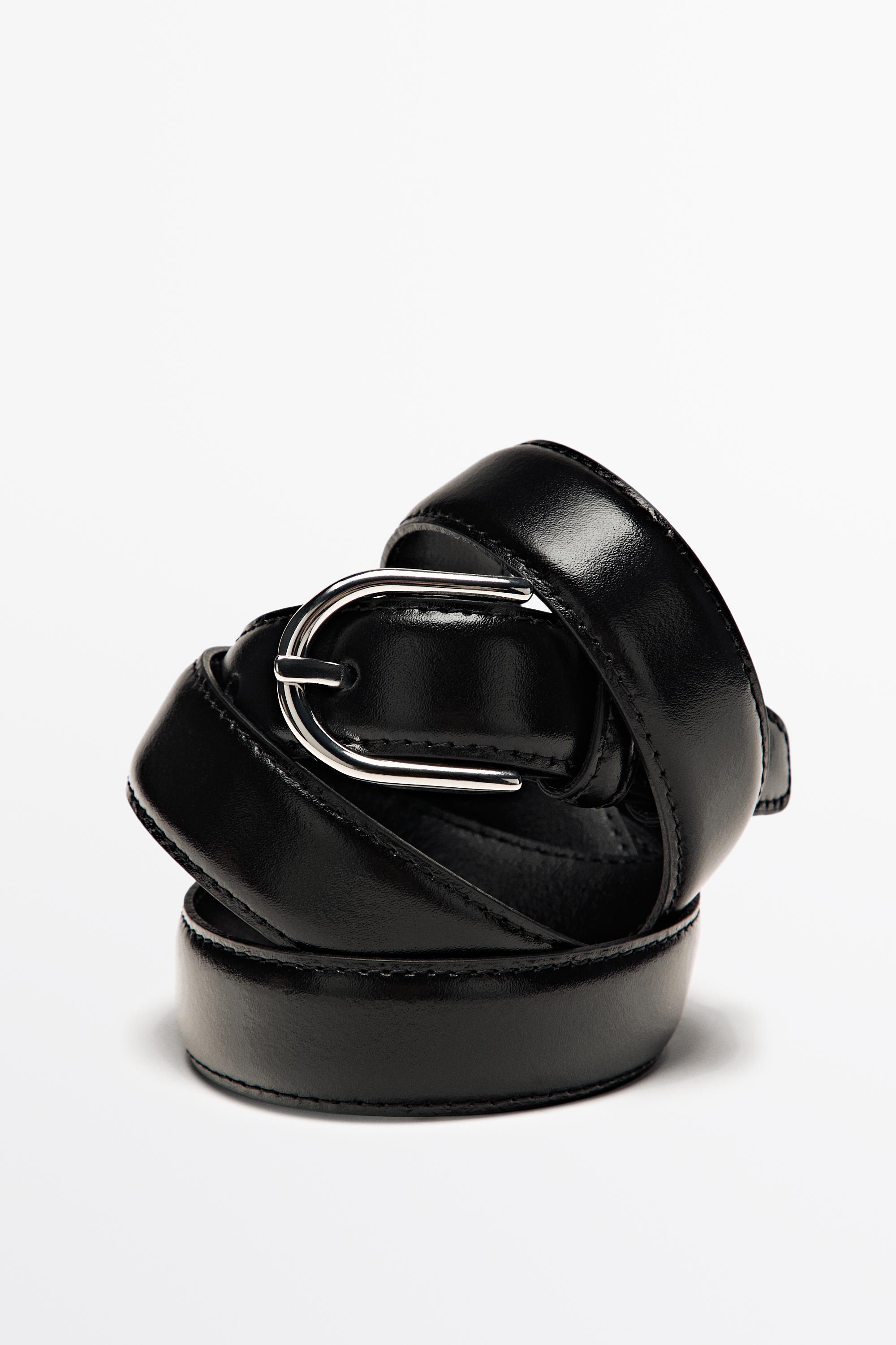 Nappa leather double-loop dress belt - Image 2