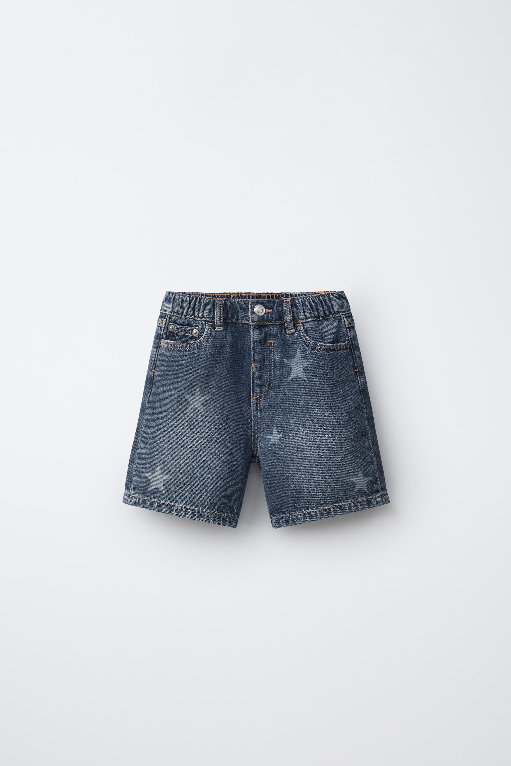 STAR PRINT DENIM BERMUDA SHORTS