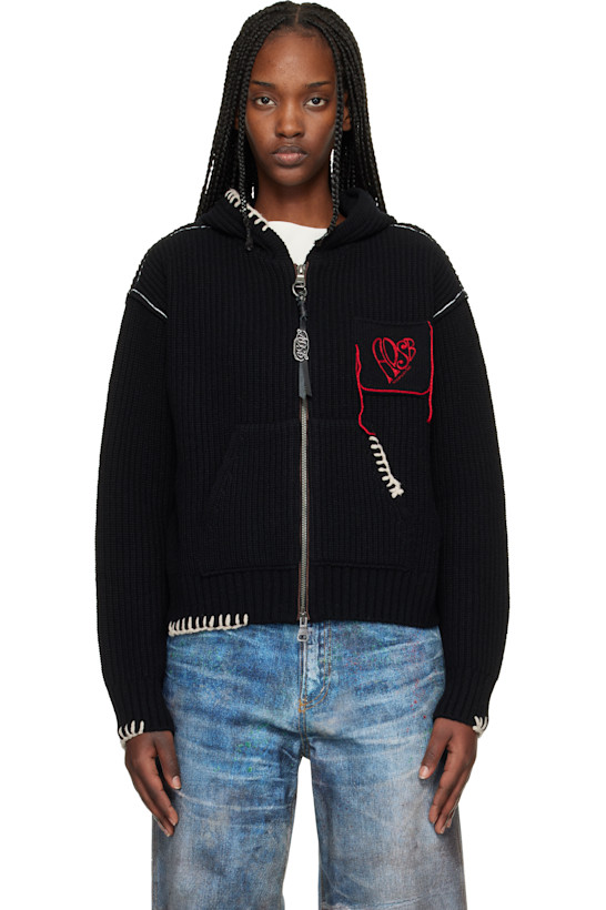 Black Heart Logo Zip-Up Hoodie