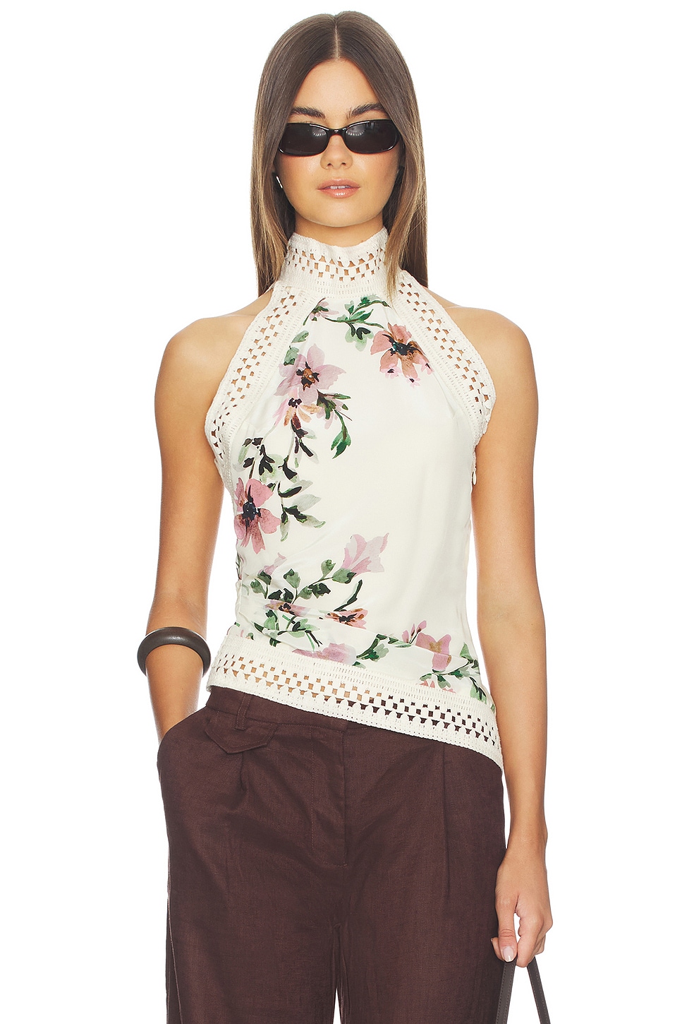 Bec + Bridge Camelia Racer Top in Cream Gardenia Floral