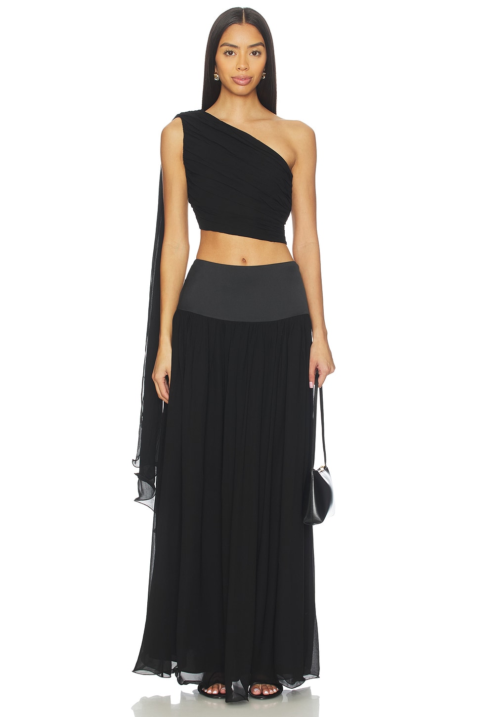 Posse TOP UNE ÉPAULE DÉNUDÉE SOLENE in Black