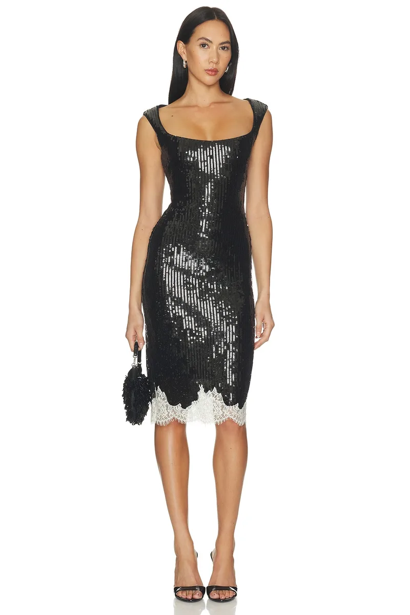 LPA Jia Midi Dress in Black
