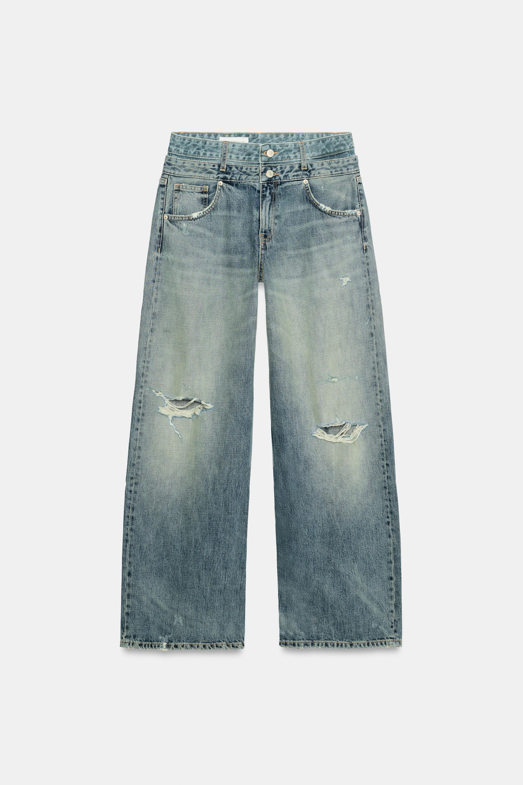 TRF STRAIGHT-FIT DOUBLE WAISTBAND MID-RISE JEANS