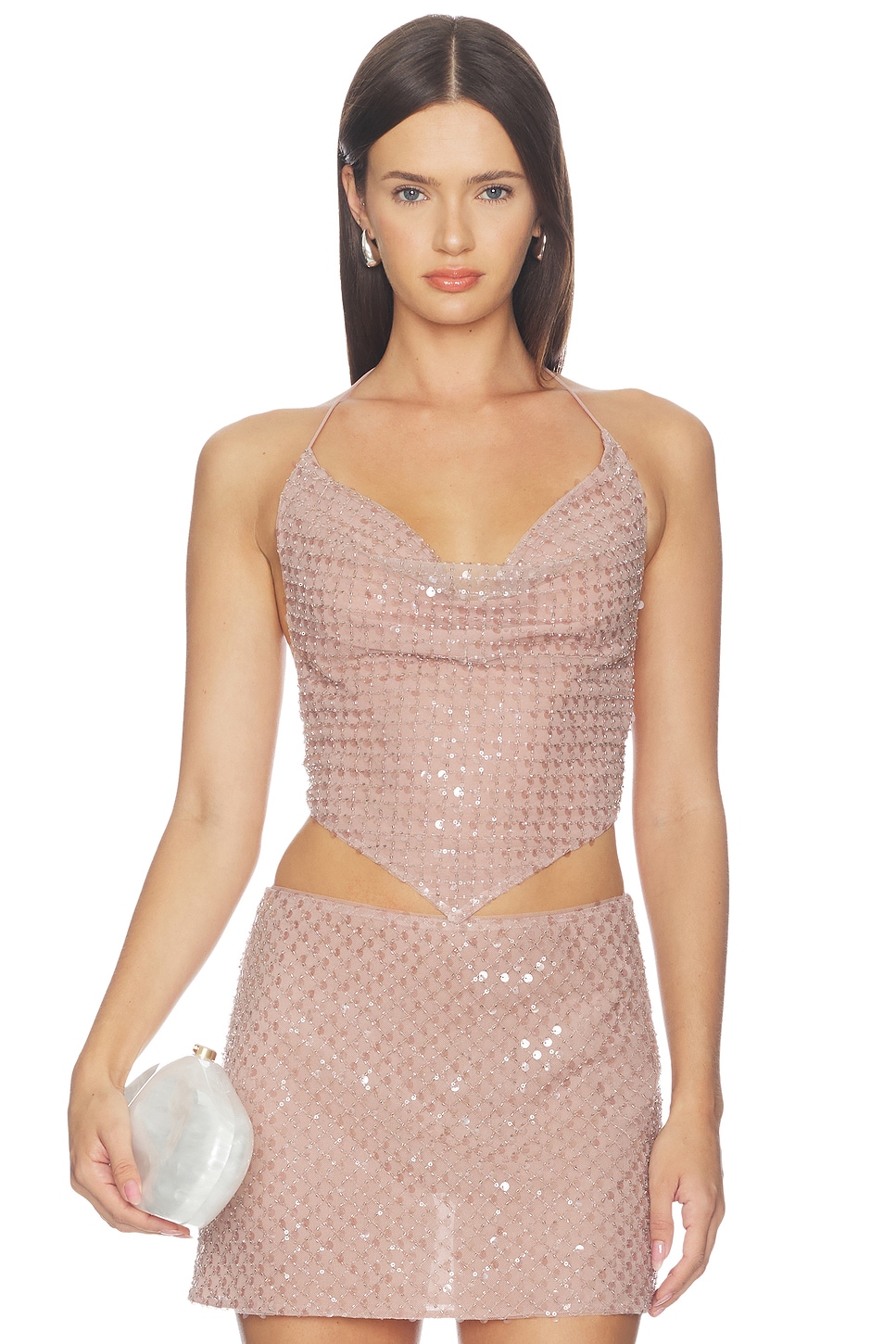 retrofete Bethely Sequin Top in Truffle