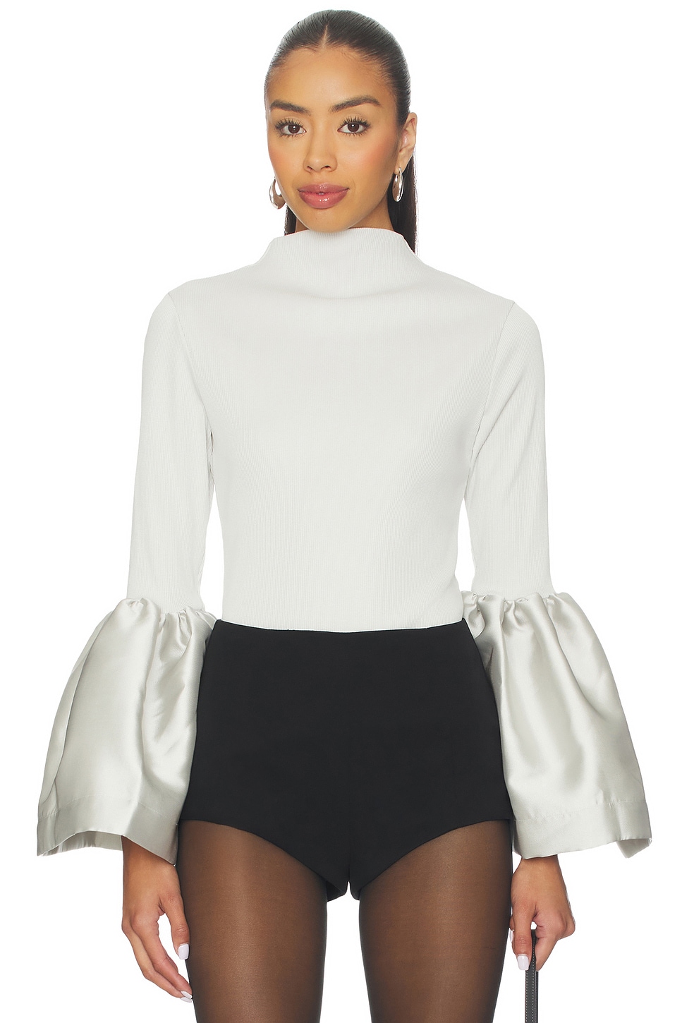 Marques ' Almeida Puff Sleeve Top in Silver