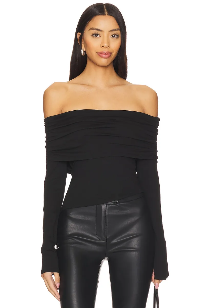 MORE TO COME Andrea Off Shoulder Top in Black