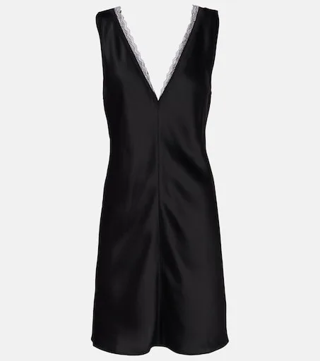 Barb lace-trimmed satin minidress