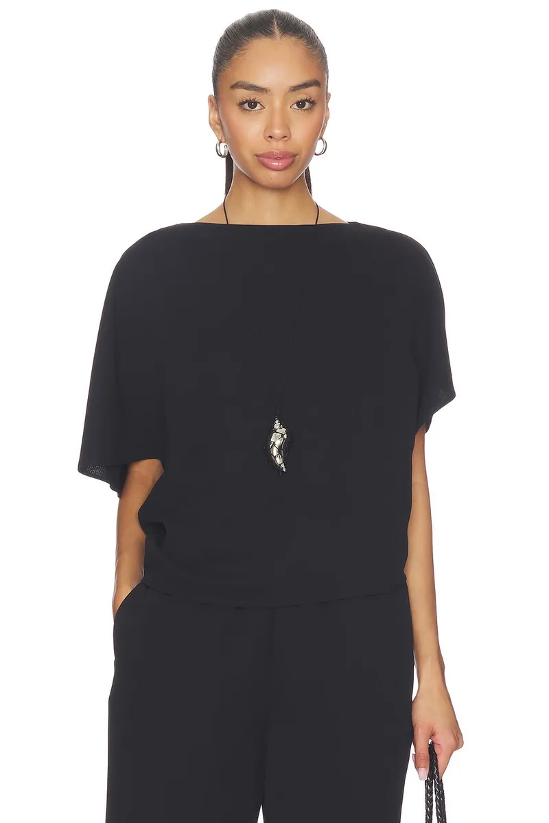 EAVES Greta Crepe Top in Black