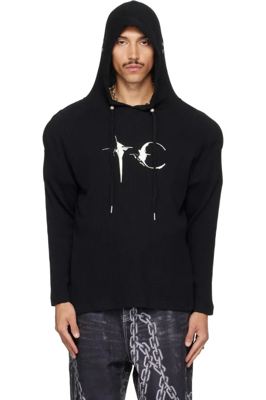 Black Bulk Shoulder Glow In The Dark Hoodie
