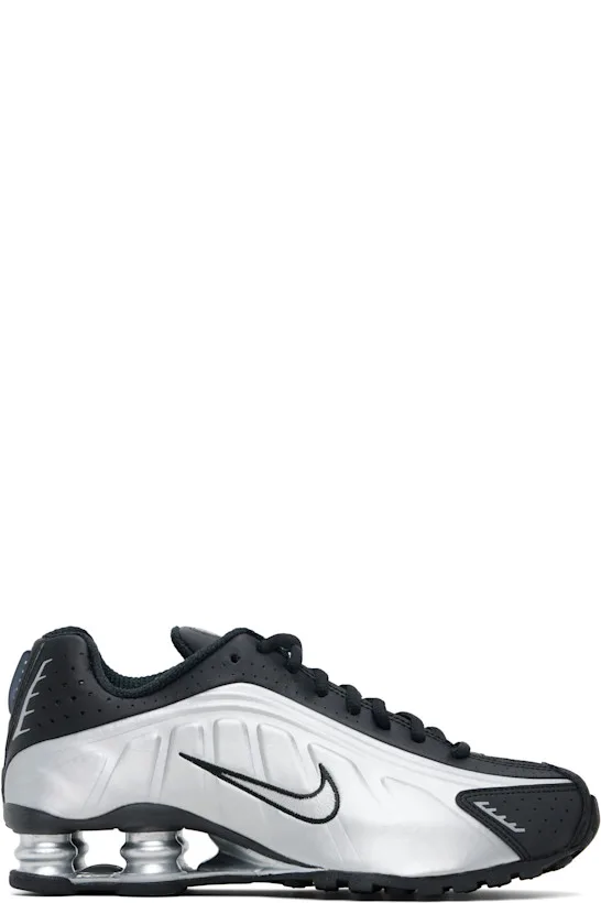Black & Silver Shox R4 Sneakers