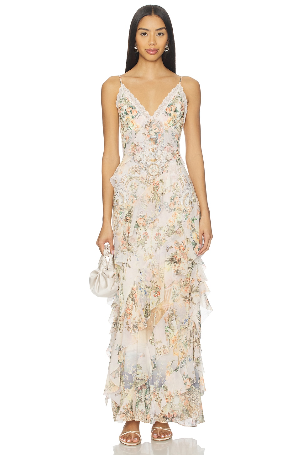 Camilla Ruffle Slip Dress in Twilight In Istanbul