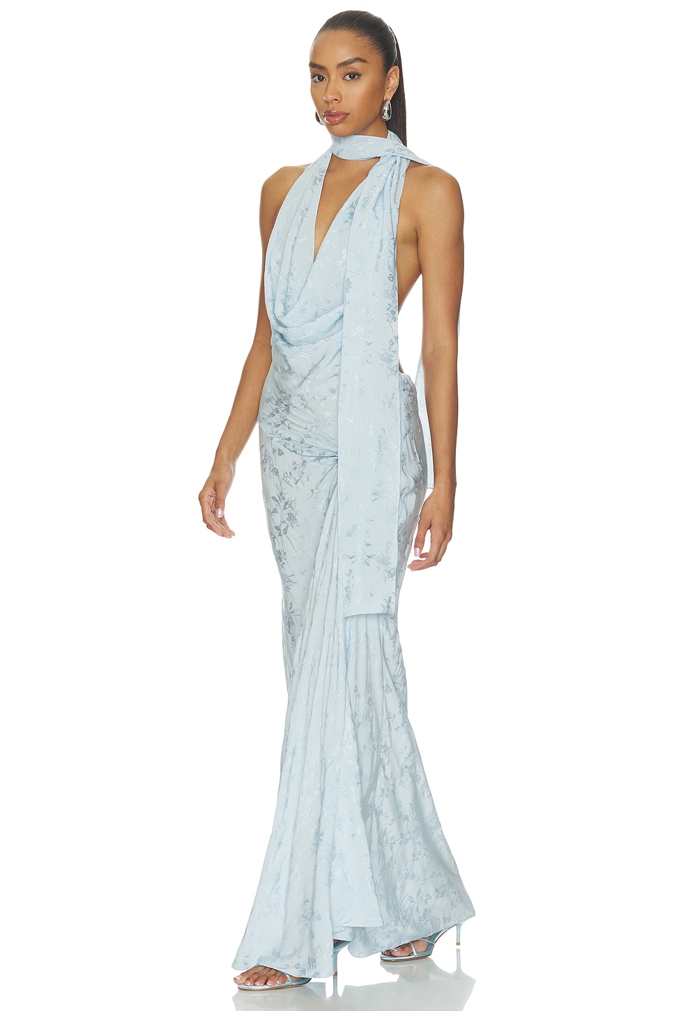 Anna October Kelly Halter Maxi Dress in Blue