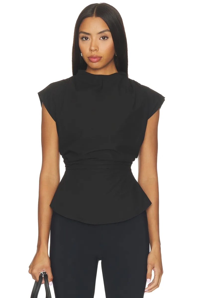 ALL THE WAYS Llana Cinched Top in Black