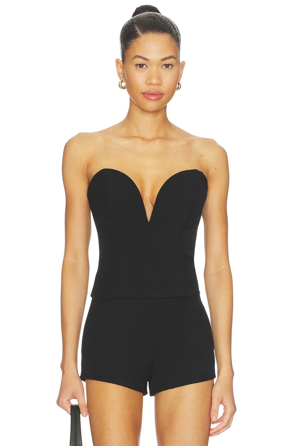 superdown Eva Sweetheart Top in Black Suiting
