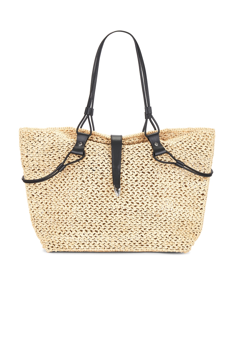 IRO Lasso Rafia Bag in Light Beige & Black