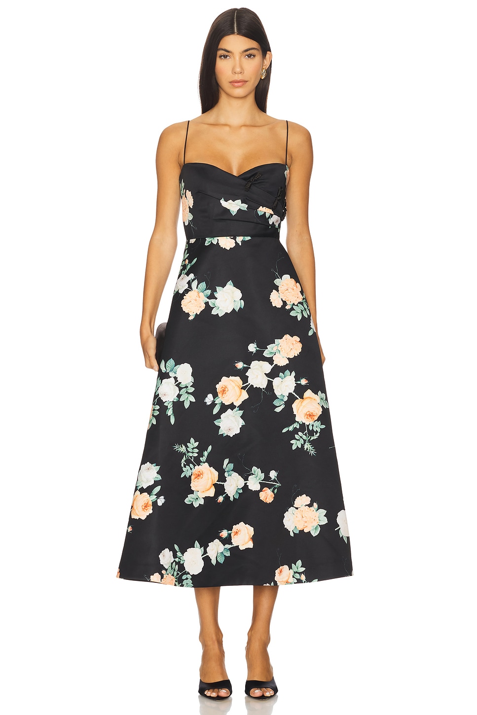 SAU LEE Bo Dress in Black Multi