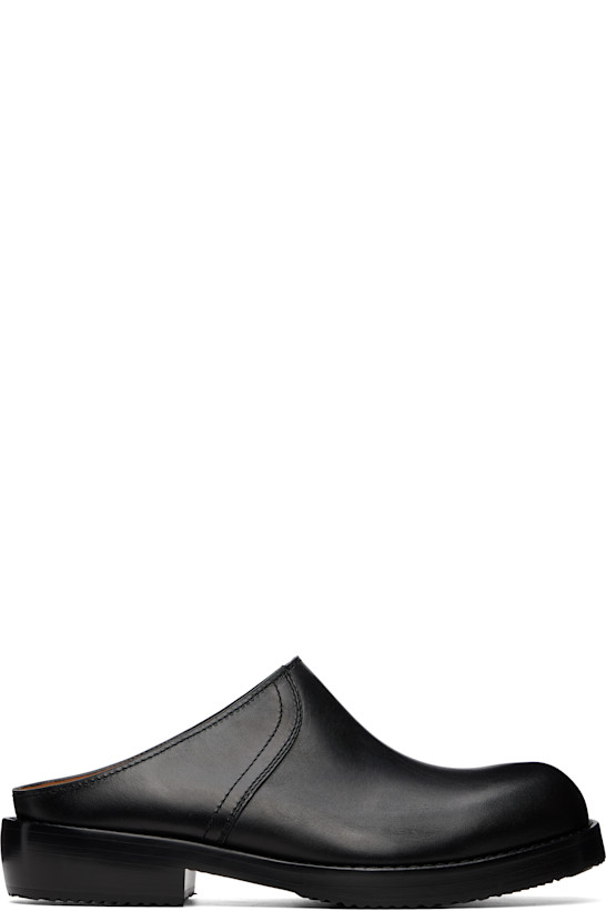 Black Leather Clog Loafers