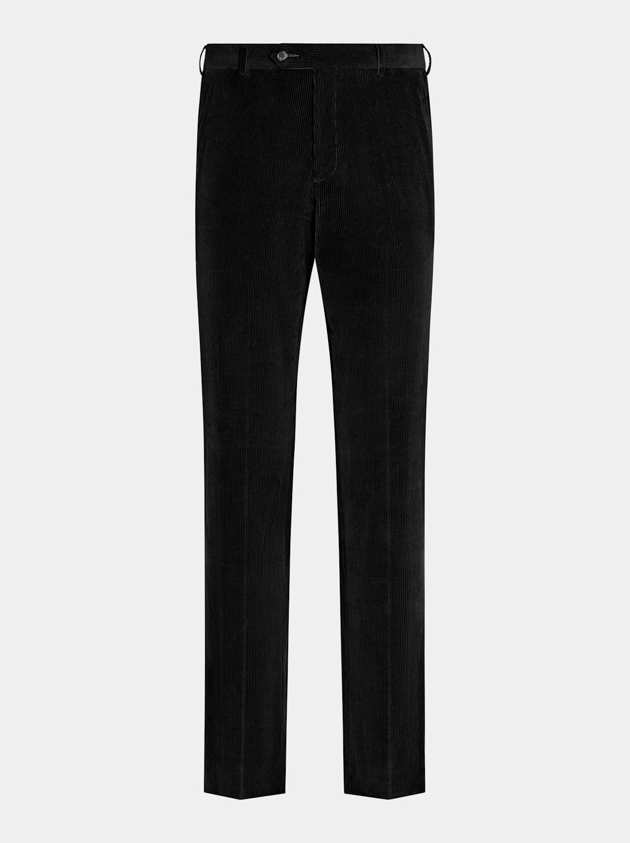 Black Straight Leg Pants in Pure Cotton Corduroy - Image 8