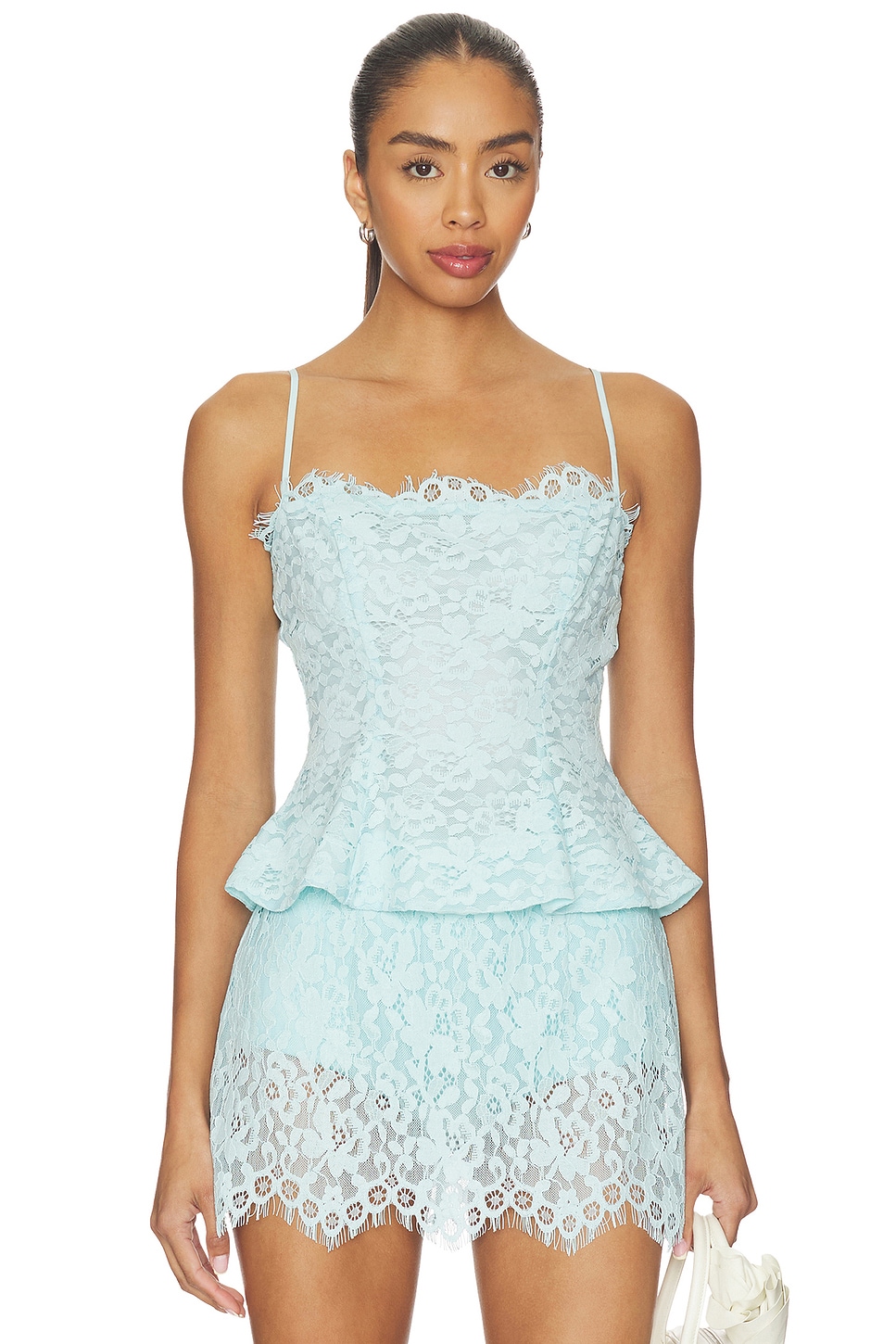 AFRM Ari Peplum Top in Blue Bell