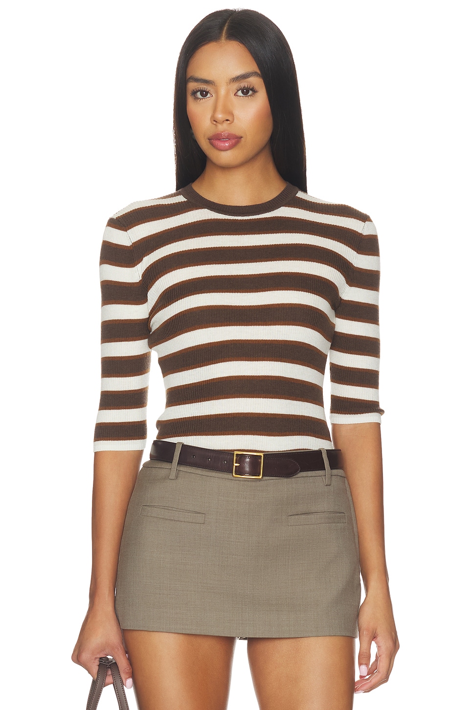 Favorite Daughter The Amelia Crewneck Top in Ganache Stripe
