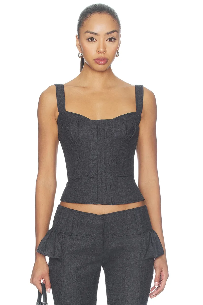 KNWLS Victoria Corset Top in Charcoal