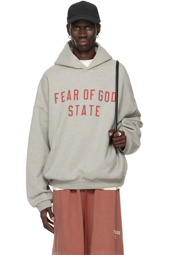 Gray Printed Logo Hoodie