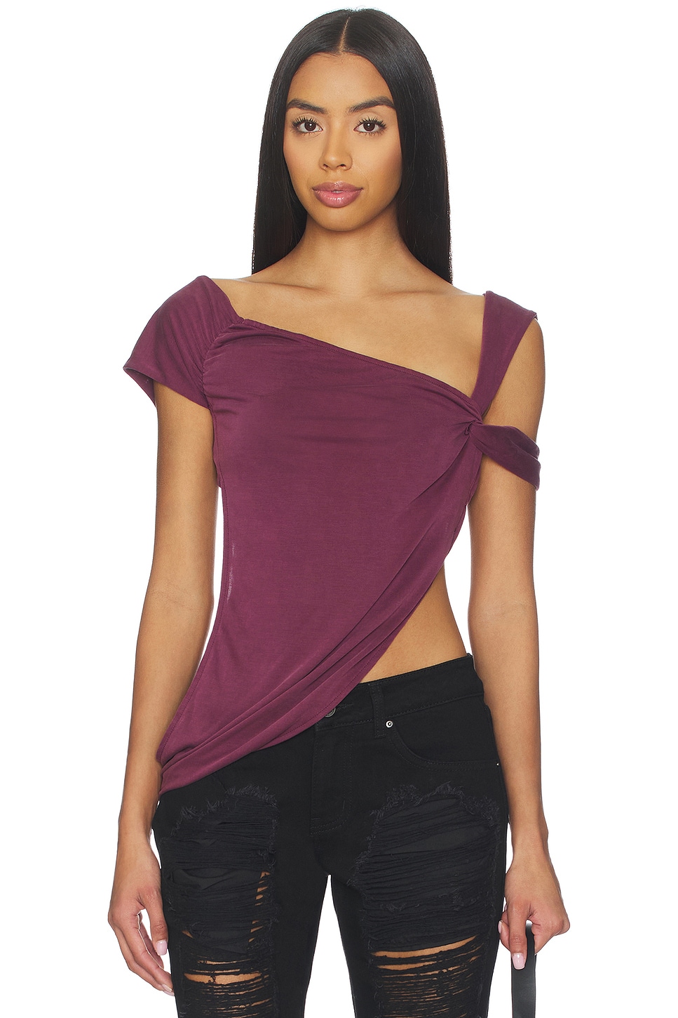 Jaded London Cupro Draped Top in Purple