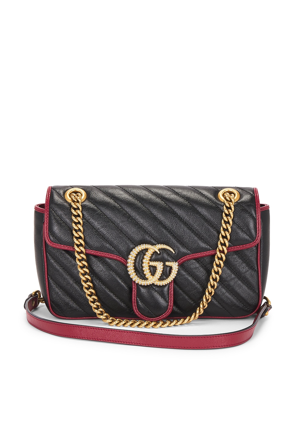 FWRD Renew Gucci GG Marmont Shoulder Bag in Black