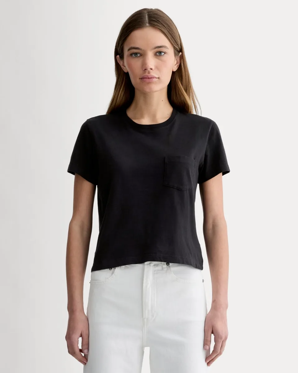 The Box-Cut Tee in Essential Cotton | Black | Pocket