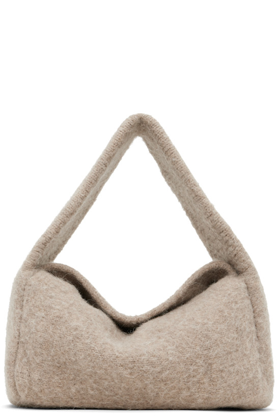 Taupe Knit Baguette Bag