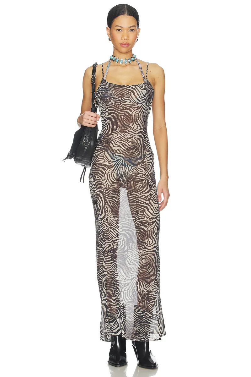 superdown Trysta Maxi Dress in Zebra Print