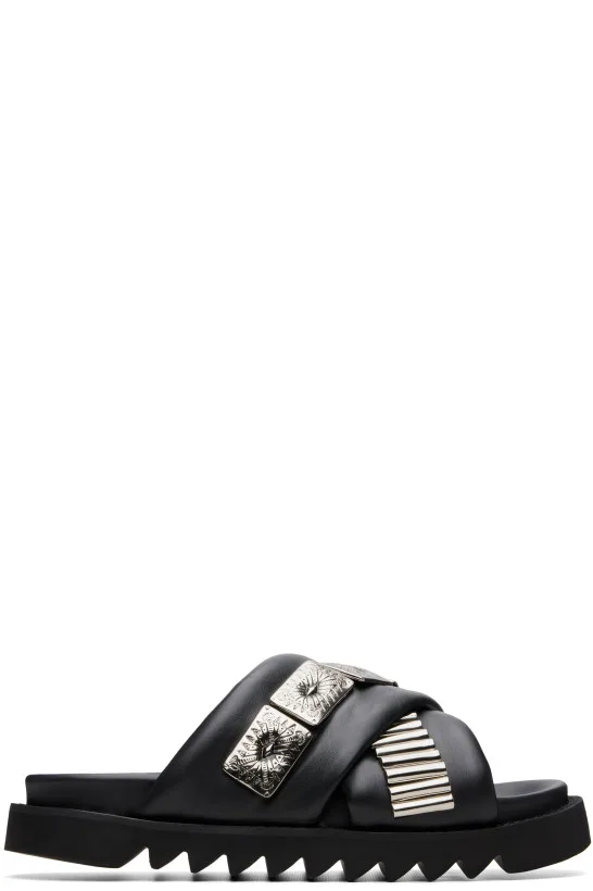 SSENSE Exclusive Black Leather Sandals