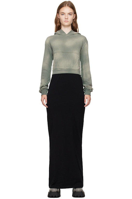 Green & Black Layered Hoodie Dress