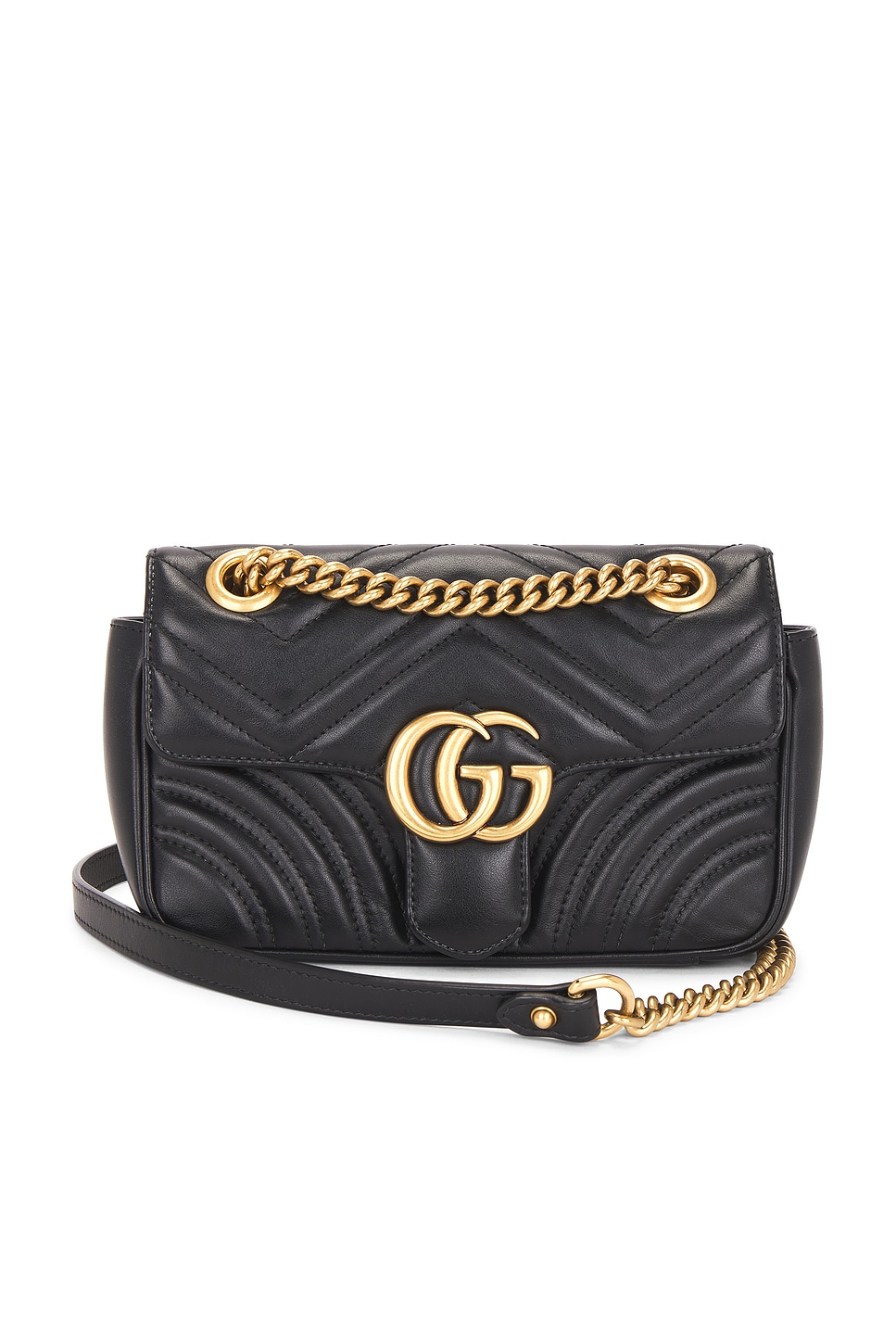 FWRD Renew Gucci GG Marmont Shoulder Bag in Black