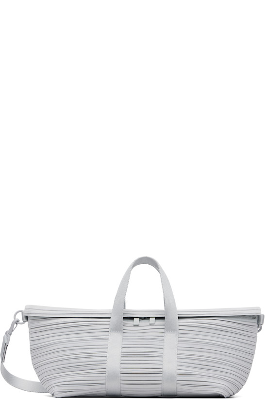 Gray Pleats Boston Bag