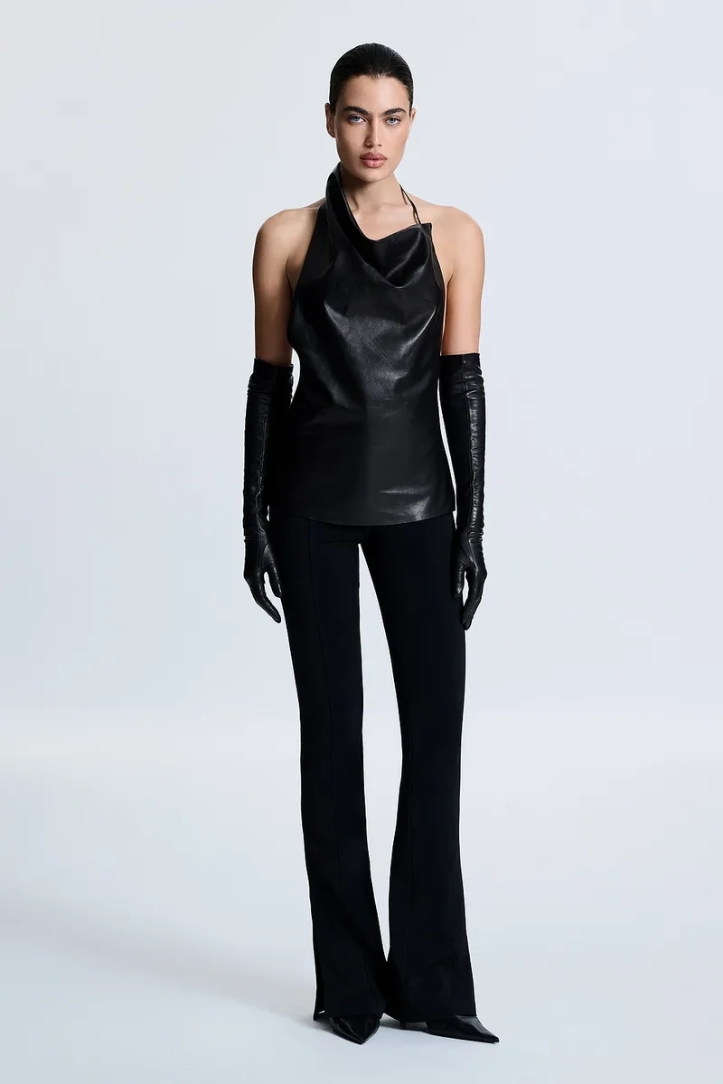 REVOLVE LOS ANGELES Severine Leather Top in Black