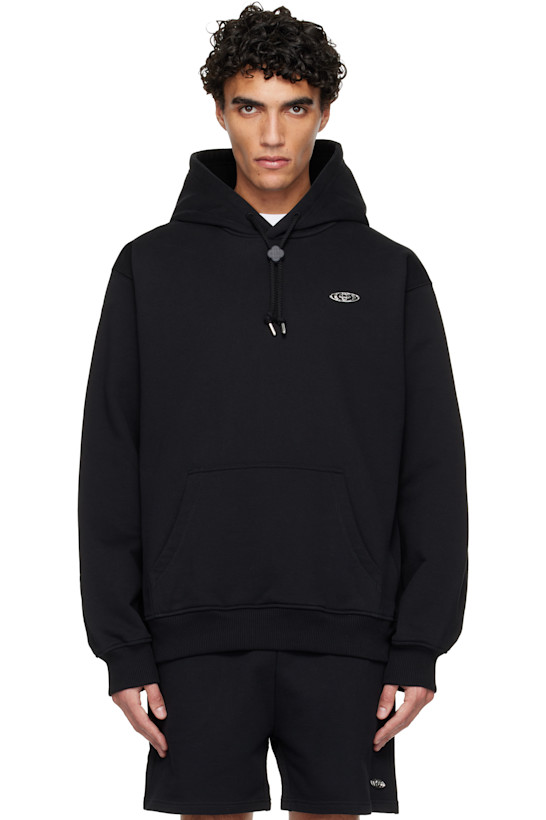 Black Warped Logo Hoodie