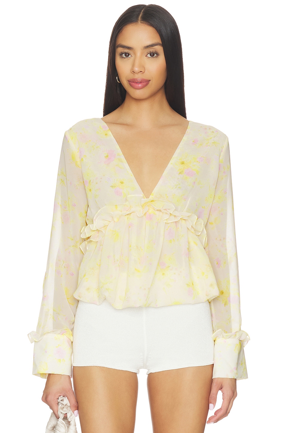 KIKA VARGAS Cynthi Top in Yellow Peony