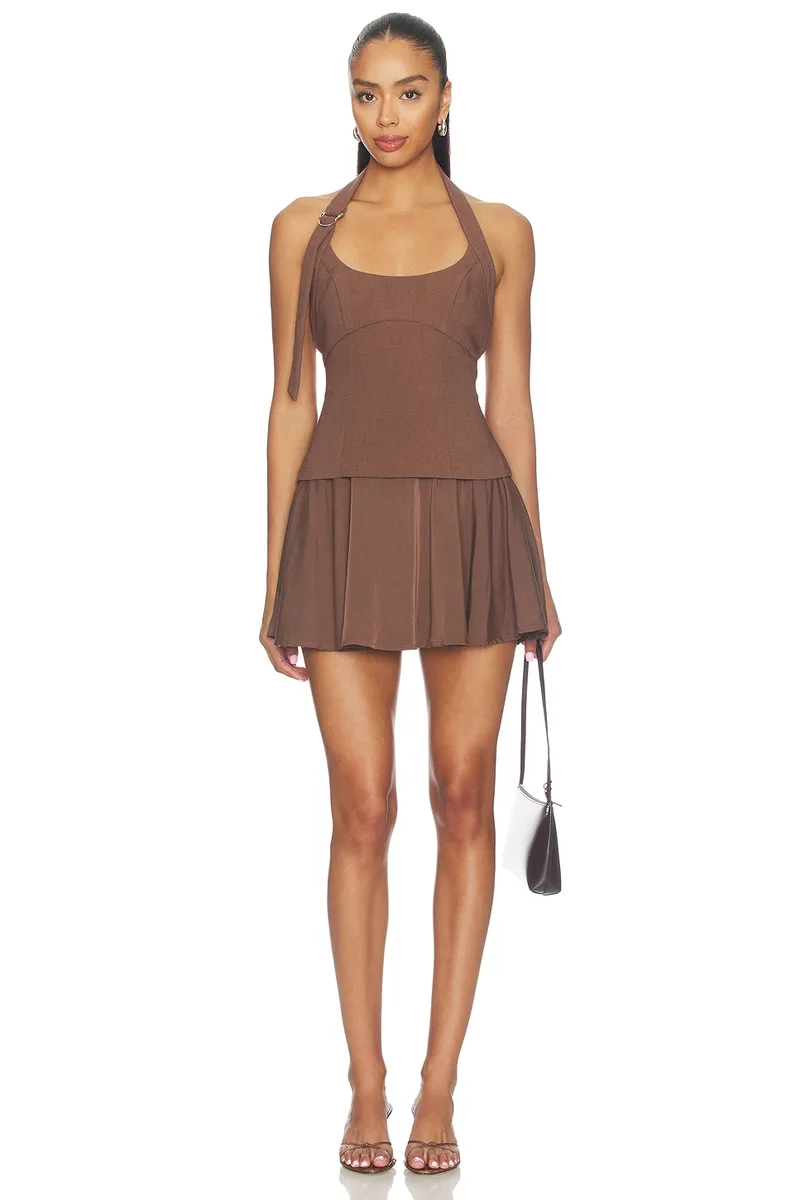 SOVERE Mavi Mini Dress in Mocha