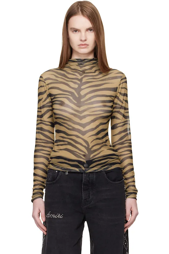 Tan Zebra Long Sleeve T-shirt