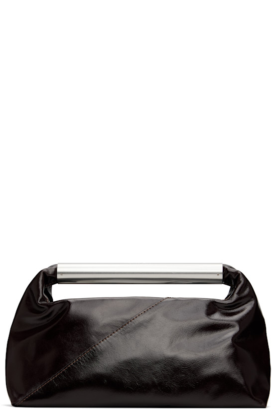 Brown Triangle Jewel Handle Bag