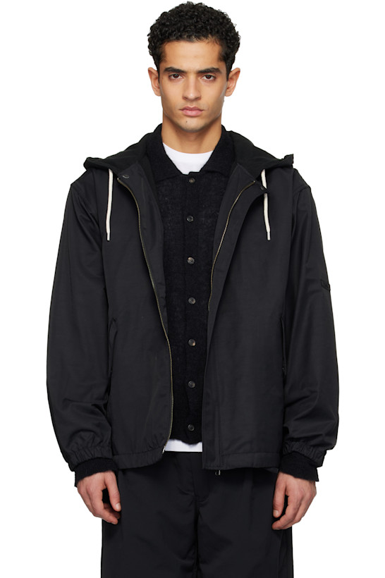 Black OOAL Nylon Twill Hooded Jacket