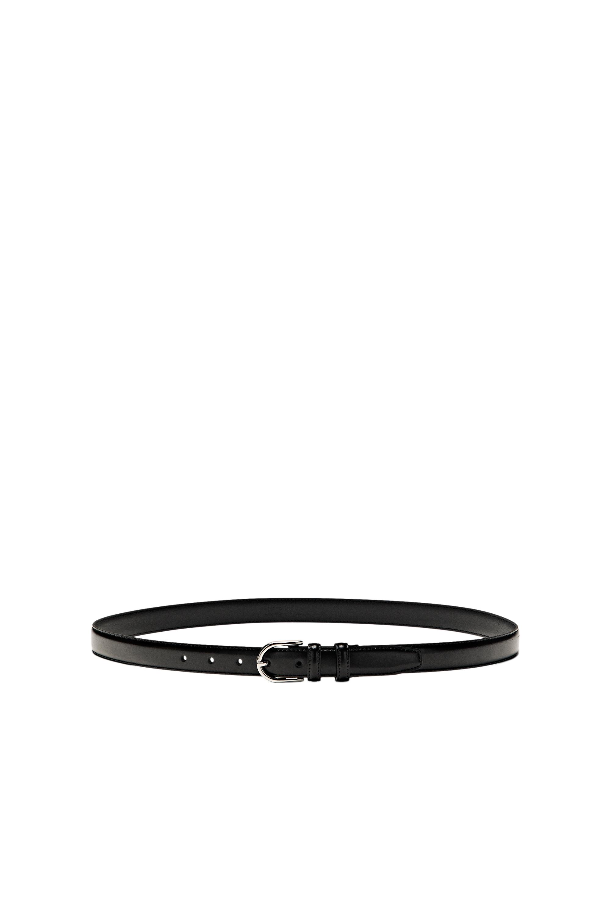 Nappa leather double-loop dress belt - Image 3