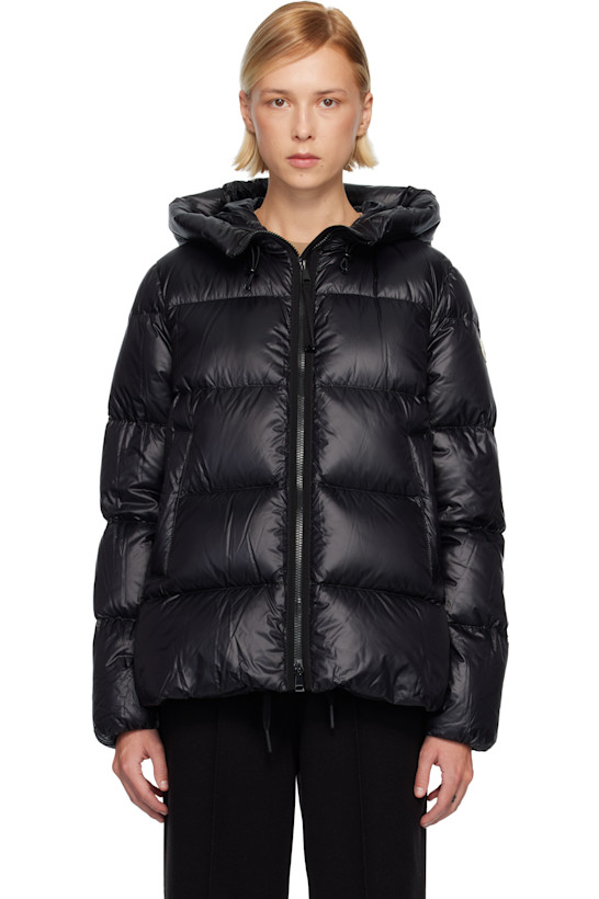Black Serittes Hooded Short Down Jacket