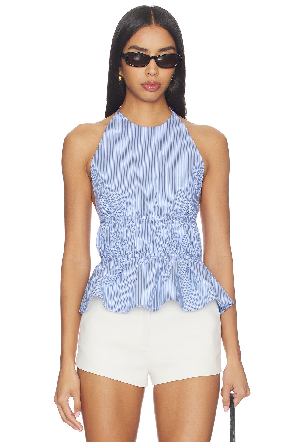 MORE TO COME Drisana Halter Top in Blue Stripe